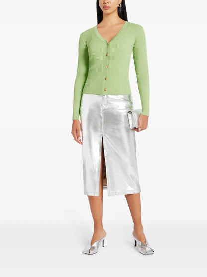 Oaklyn Metallic-Effect Midi Skirt