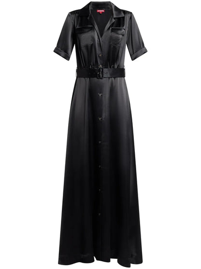 Millie Satin-Finish Maxi Shirtdress