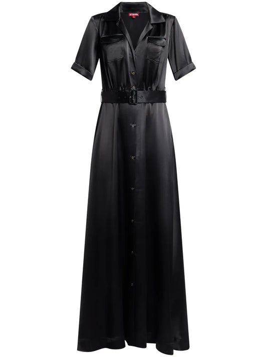 Millie Satin-Finish Maxi Shirtdress