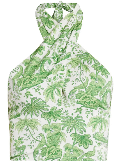Kai Botanical-Print Halterneck Top