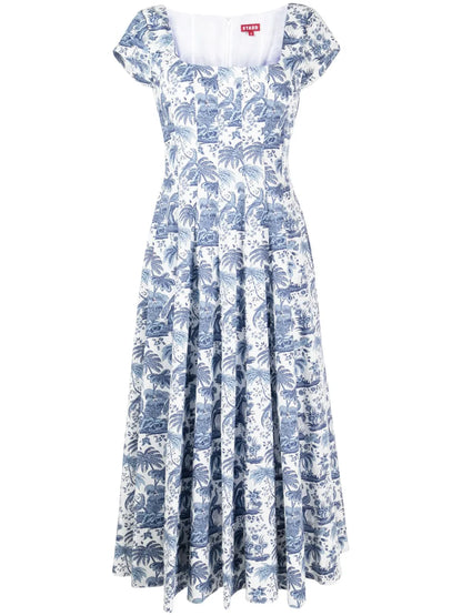 Wells Graphic-Print Cotton Midi Dress
