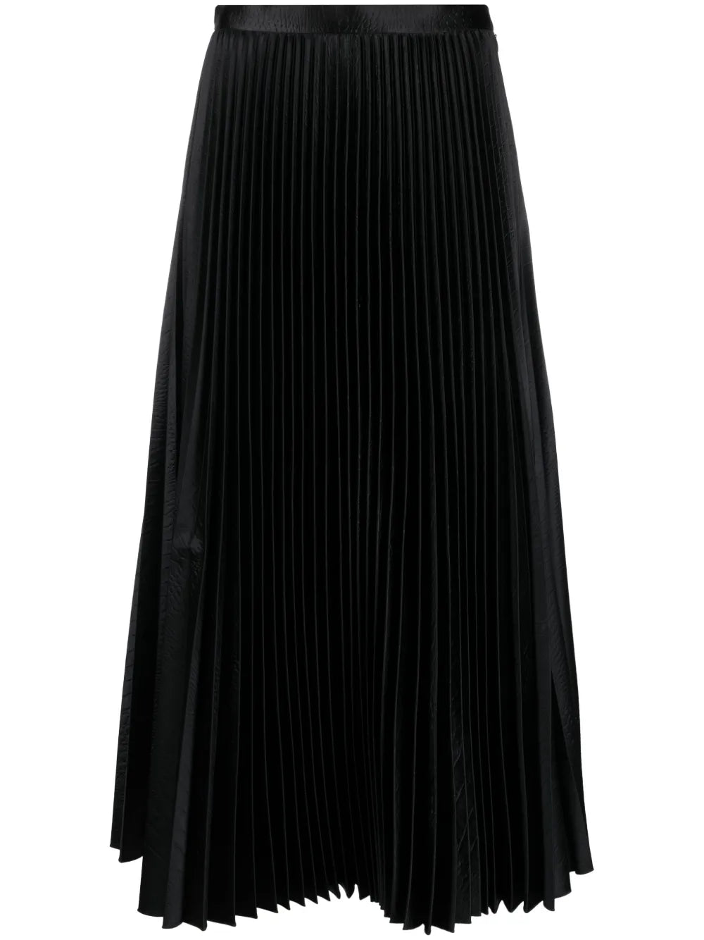 Pleated Crocodile-Effect Mid Skirt