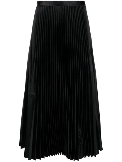 Pleated Crocodile-Effect Mid Skirt