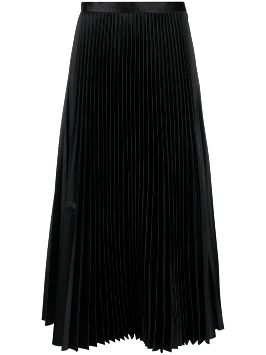 Pleated Crocodile-Effect Mid Skirt