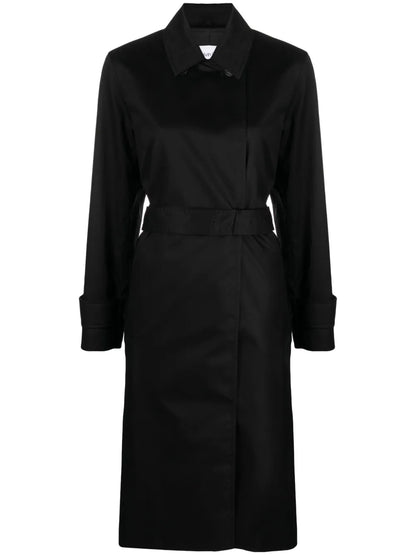 Spread-Collar Belted Trench Coat