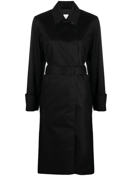 Spread-Collar Belted Trench Coat