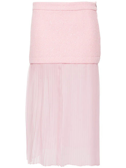 Layered Tweed Midi Skirt