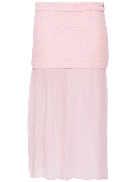 Layered Tweed Midi Skirt