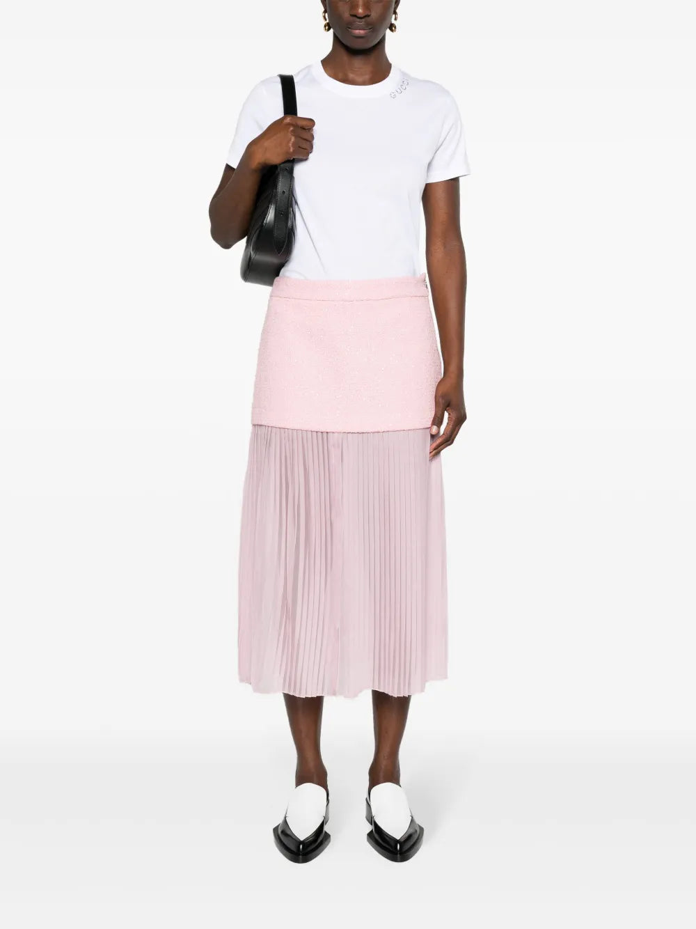 Layered Tweed Midi Skirt