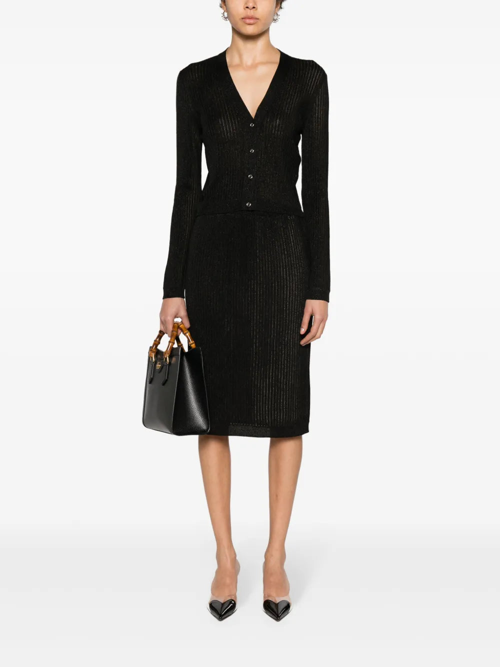 Interlocking G Ribbed-Knit Pencil Skirt