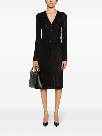 Interlocking G Ribbed-Knit Pencil Skirt