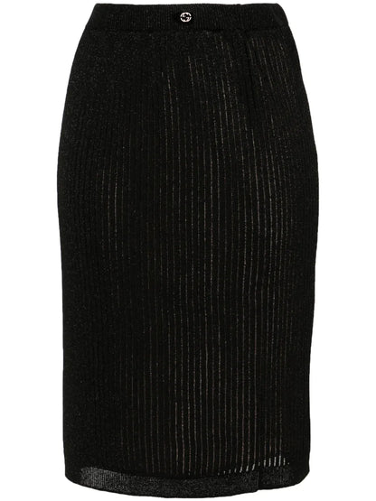 Interlocking G Ribbed-Knit Pencil Skirt