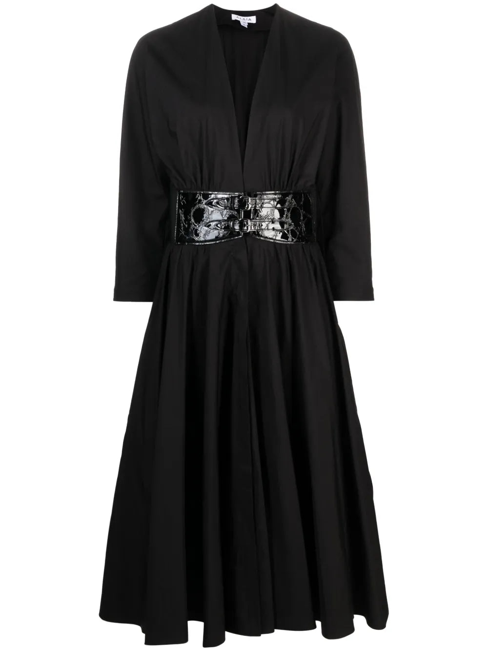 Belted Poplin Midi Dress