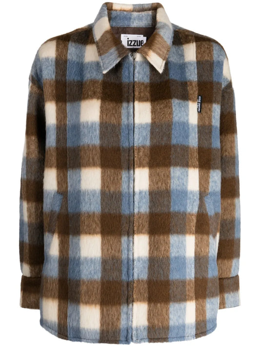 Logo-Tag Checked Shirt Jacket