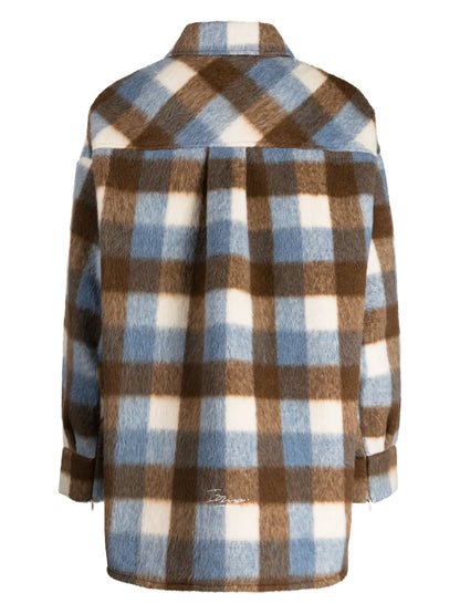 Logo-Tag Checked Shirt Jacket