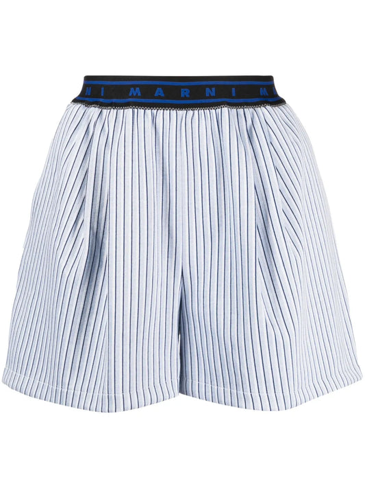 Logo-Waistband Striped Shorts