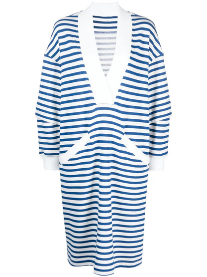 V-Neck Striped Midi Dress