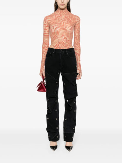 Star-Print Mesh Bodysuit