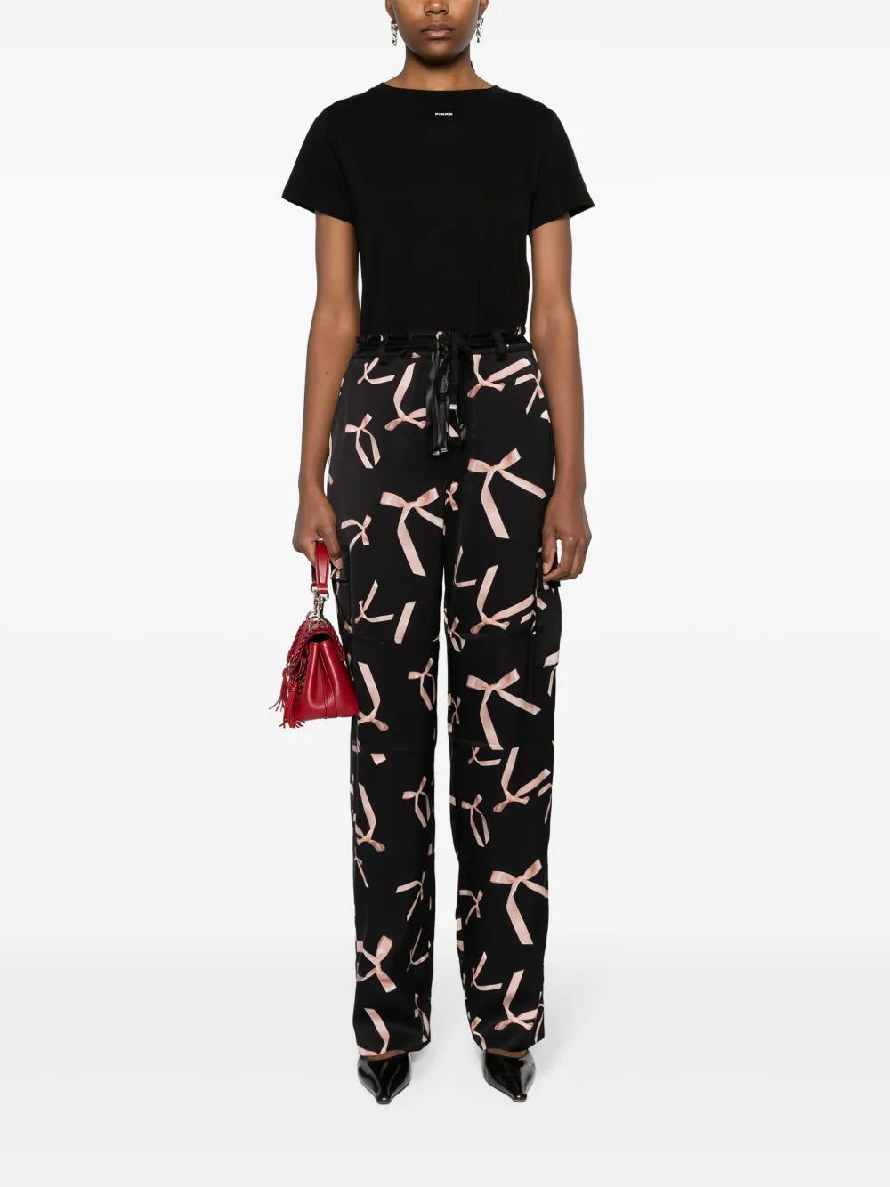 Graphic-Print Wide-Leg Trousers