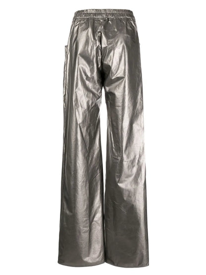 Metallic-Finish Drawstring Trousers