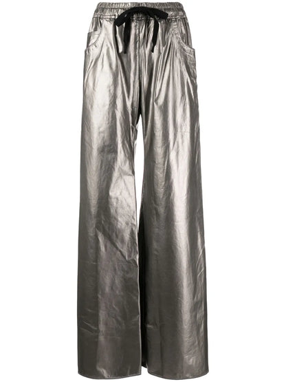 Metallic-Finish Drawstring Trousers