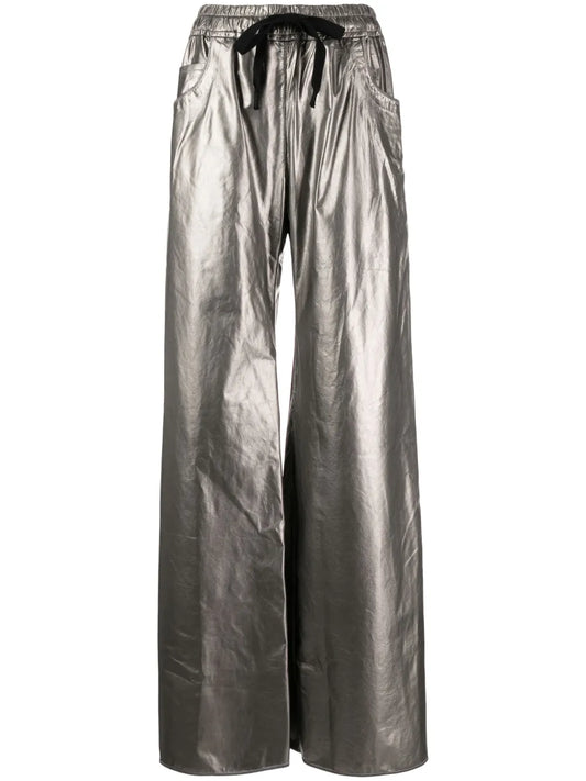 Metallic-Finish Drawstring Trousers