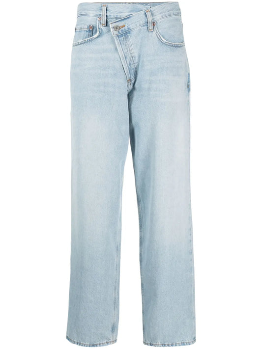 Criss Cross Cotton Straight Jeans