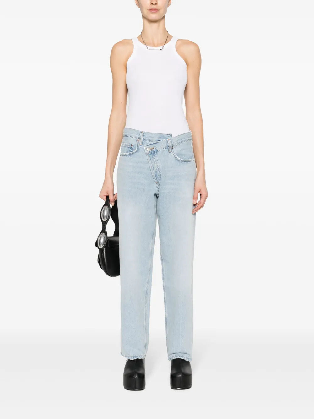 Criss Cross Cotton Straight Jeans
