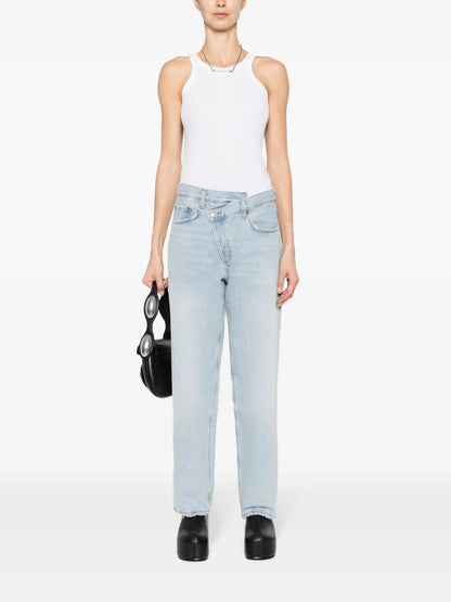 Criss Cross Cotton Straight Jeans