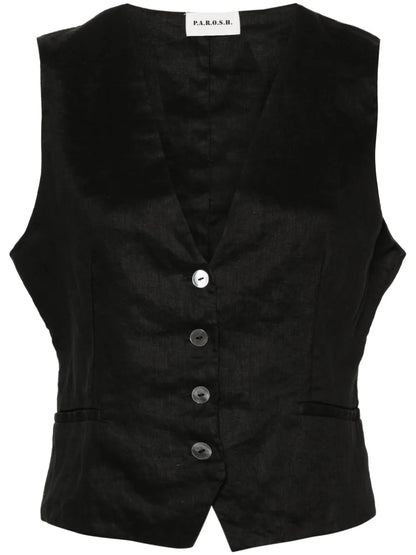 Button-Up Linen Gilet