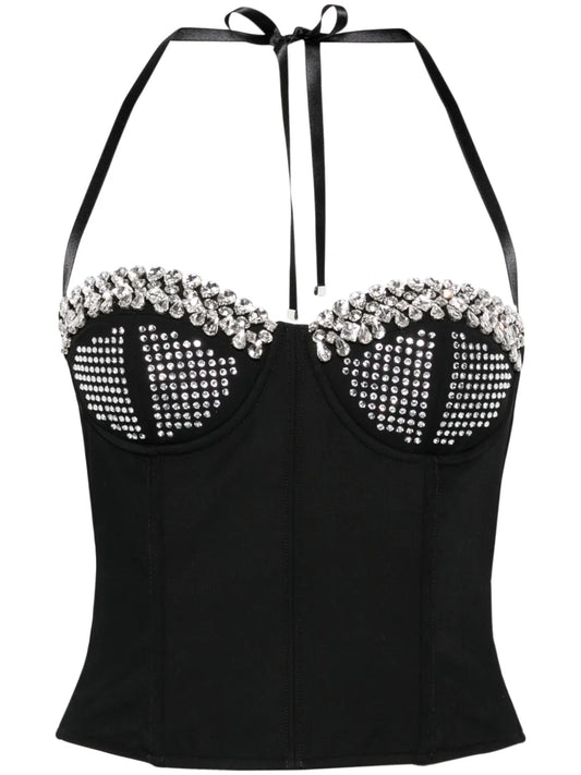Gem-Embellished Bustier Top
