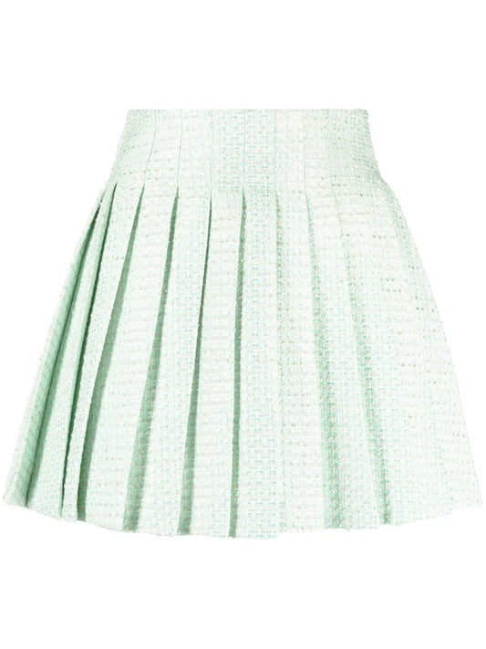 Tweed Pleated Mini Skirt