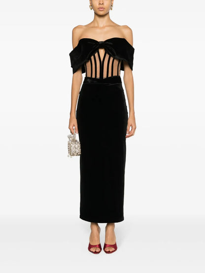 Velvet Straight Maxi Skirt