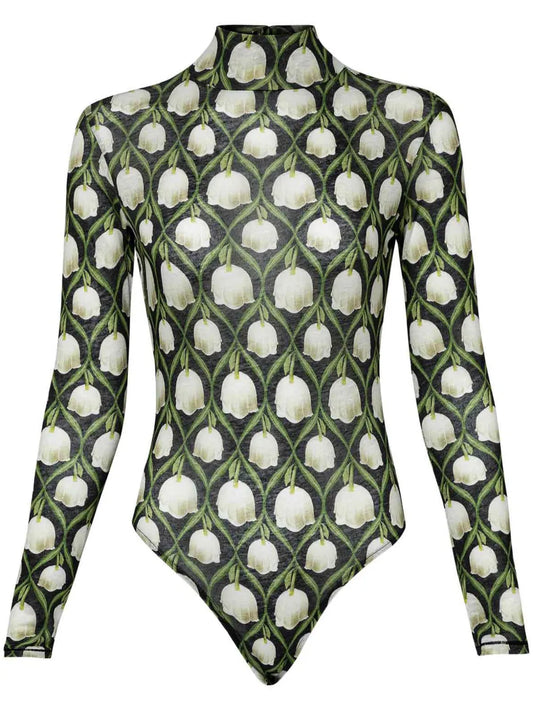 Cayena Perla Floral-Print Bodysuit