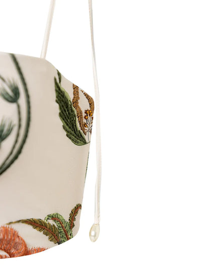 Primavera Marina Floral-Embroidered Bikini Top