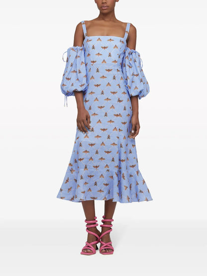 Mercedes Polilla Linen Midi Dress