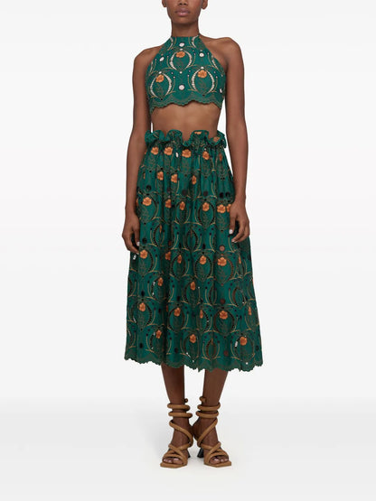 Regina Embroidered-Design Skirt