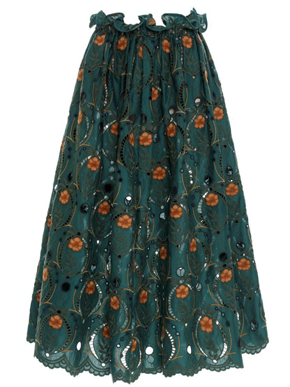 Regina Embroidered-Design Skirt