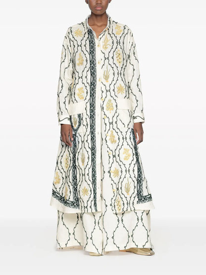 Marea Calado Embroidered-Design Palazzo Trousers