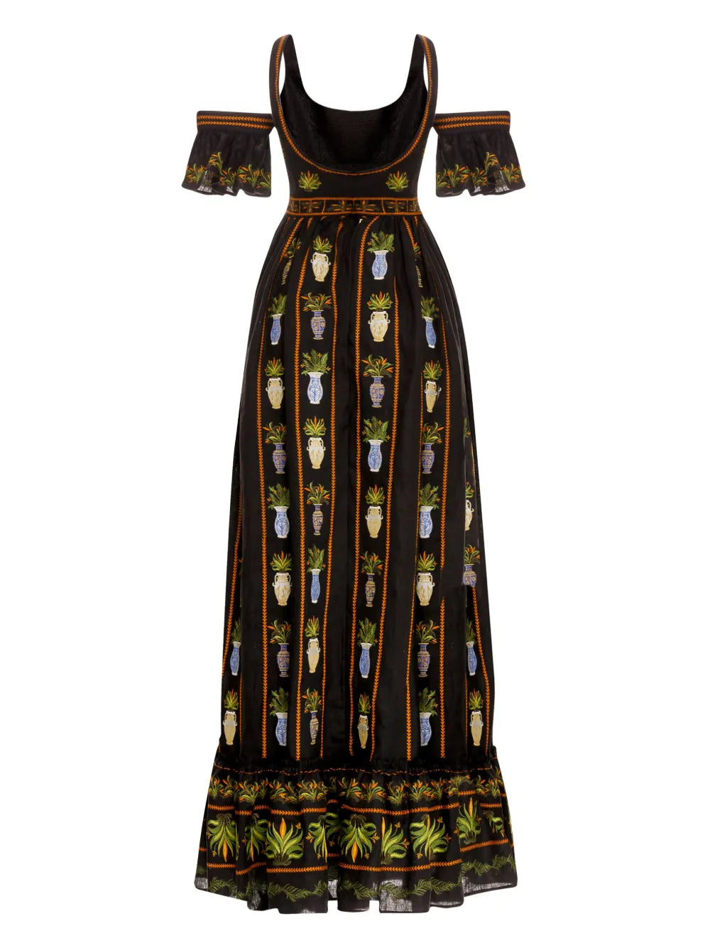 Sueño Anfora Embroidered Linen Dress