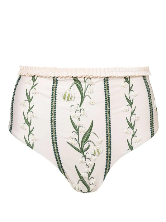 Nopal Perla Floral-Print Bikini Bottoms