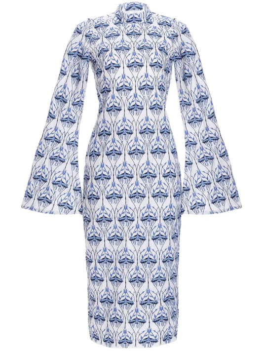 Marie Linen Embroidered Midi Dress