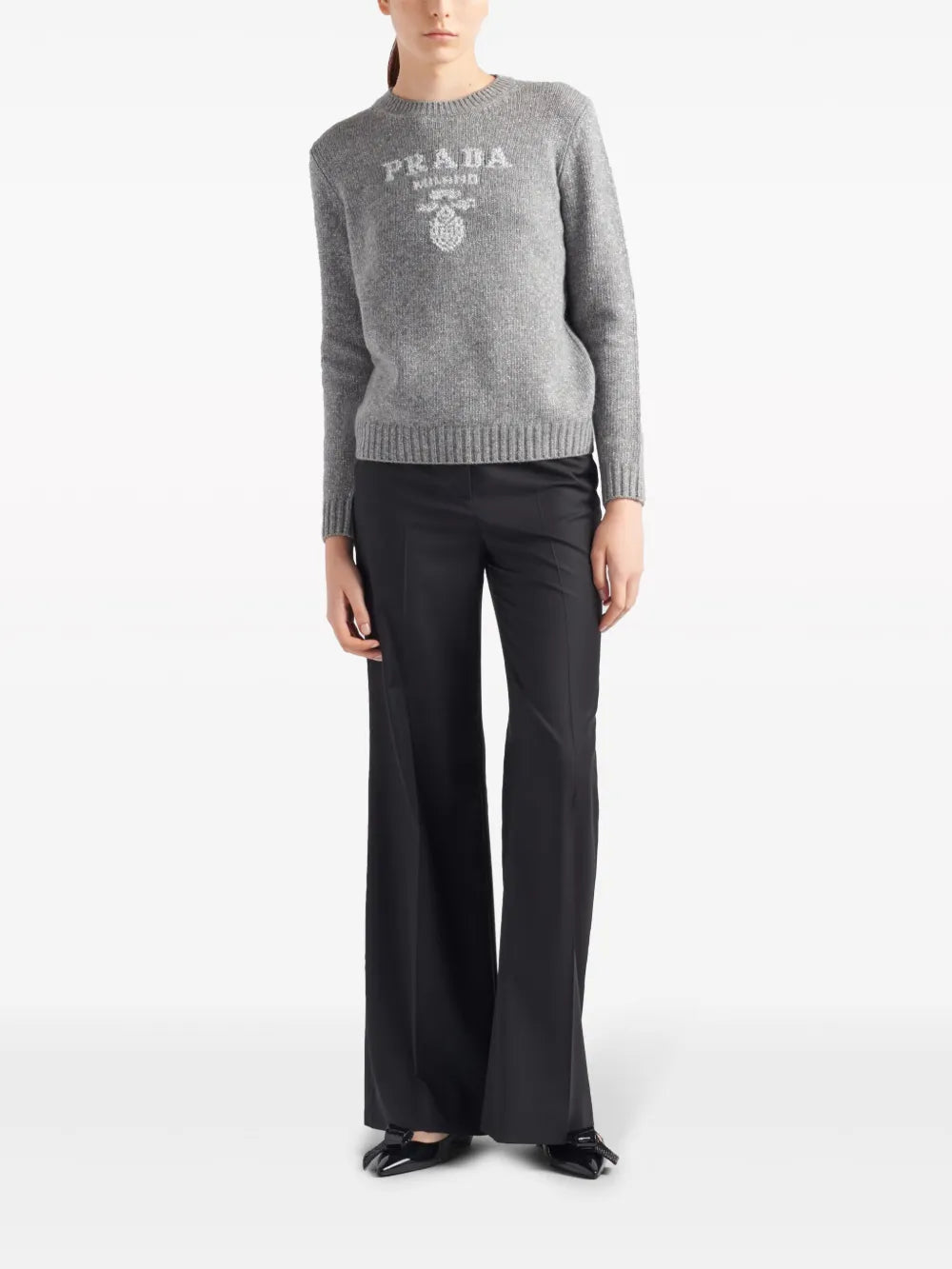 Logo-Intarsia Lamé Cashmere Jumper