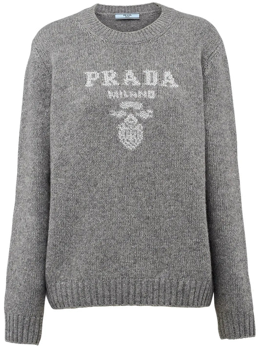 Logo-Intarsia Lamé Cashmere Jumper