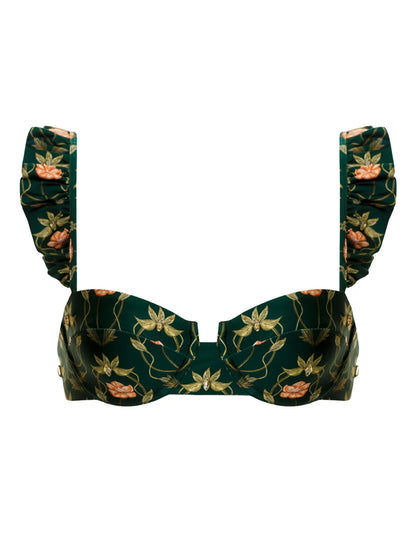 Kiwi Esotérico Floral-Print Bikini Top
