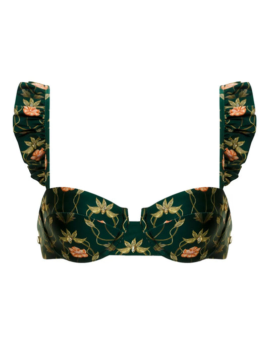 Kiwi Esotérico Floral-Print Bikini Top