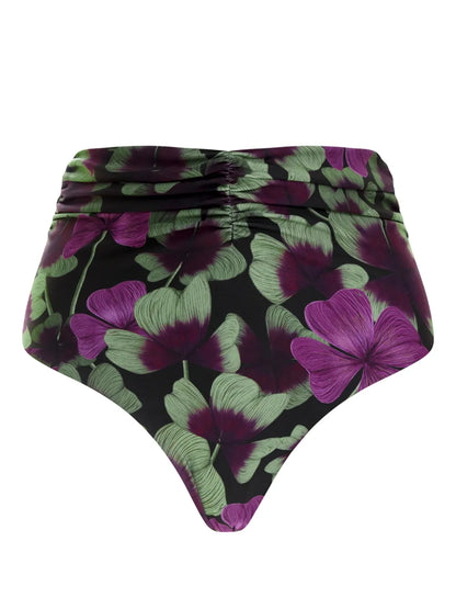 Floral-Print Ruched Bikini Bottoms