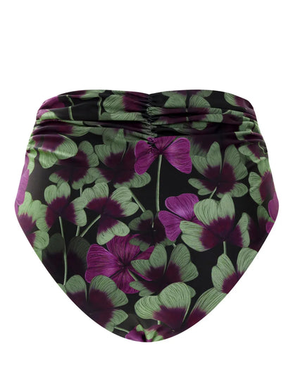 Floral-Print Ruched Bikini Bottoms
