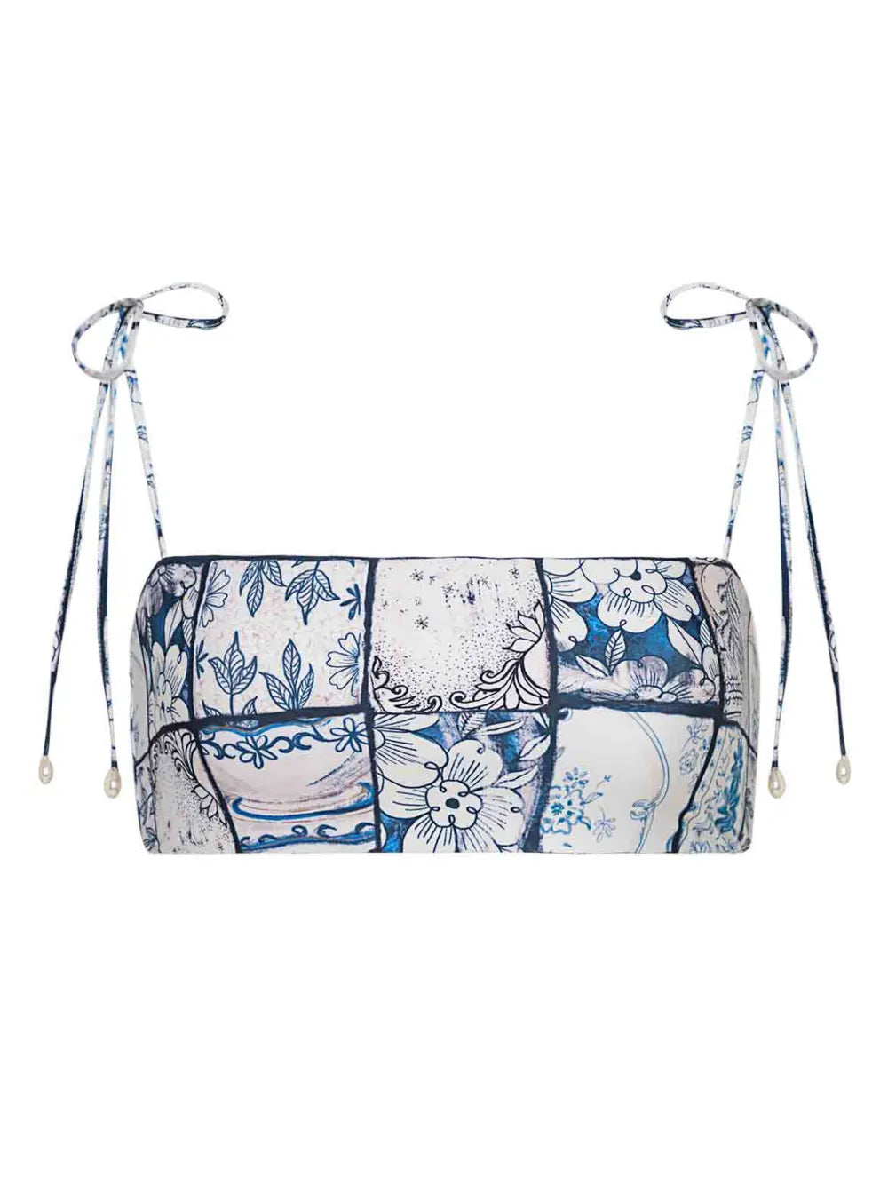 Primavera Porcelana Tile-Print Bikini Top