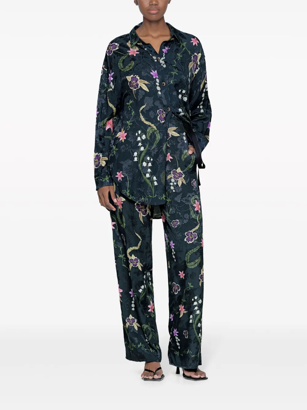 Memoria Tesoro Floral-Print Flared Trousers